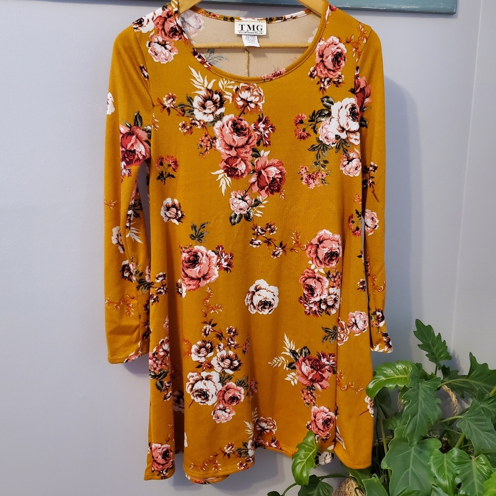 Mustard floral dress